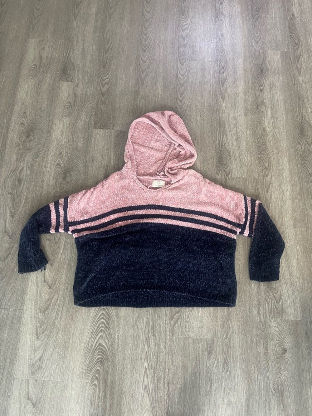 Hyped Unicorn pink chenille v-neck hoodie.